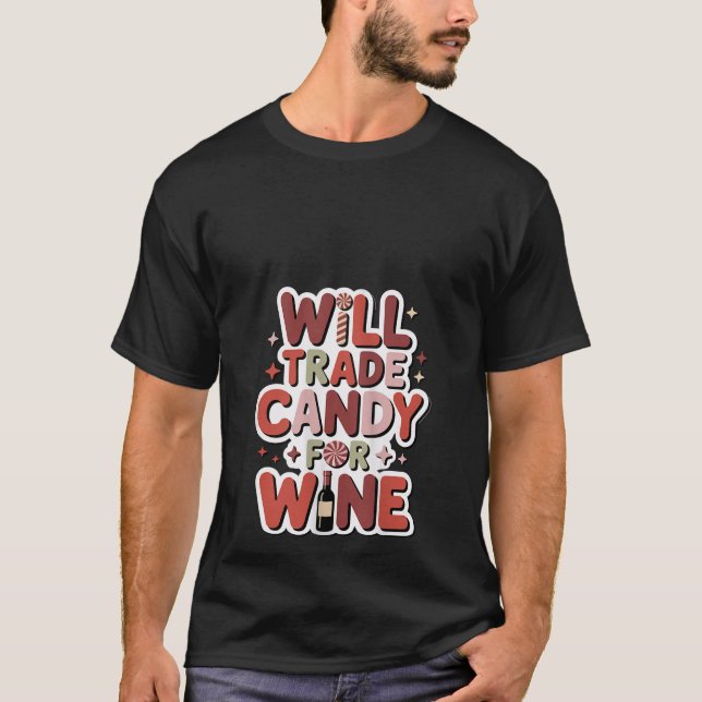 Camiseta Womens Will Trade Candy for Wine Funny Halloween W (Anverso)