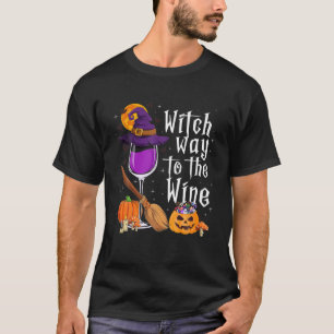 Camiseta Womens Witch Way To The Wine Halloween Funny Wine