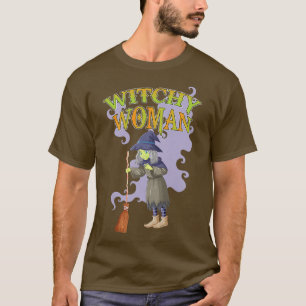 Camiseta Womens Witchy woman Halloween witch broom