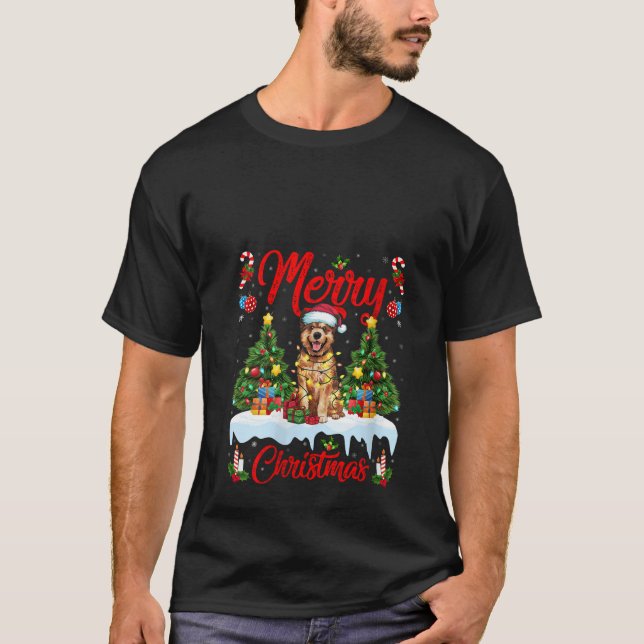 Camiseta Womens Xmas Tree Lighting Santa Bouvier des Flandr (Anverso)