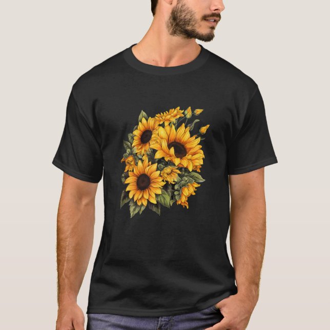 Camiseta Womens Yellow Sunflower Cute summer Sun flowers Fl (Anverso)