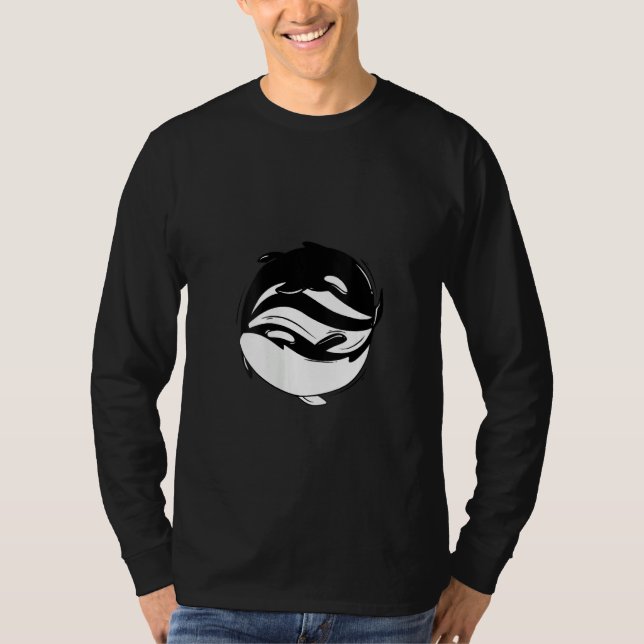 Camiseta Womens Yin Yang Killer Whale Orca V Neck (Anverso)