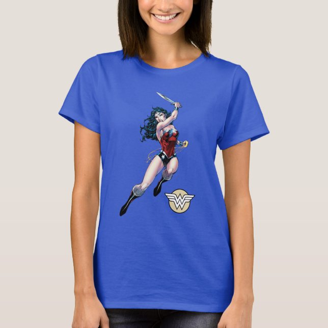 Camiseta Wonder Woman Swinging Sword (Anverso)