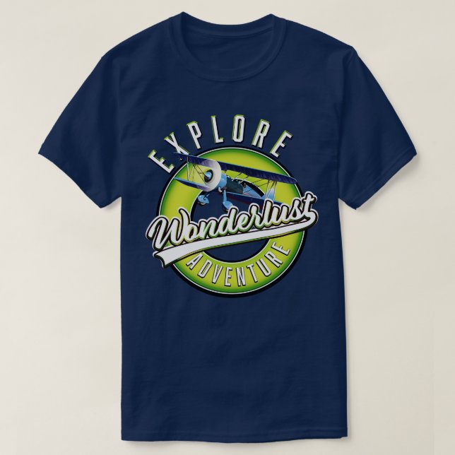 Camiseta Wonderlust explorar el logo de la aventura (Diseño del anverso)