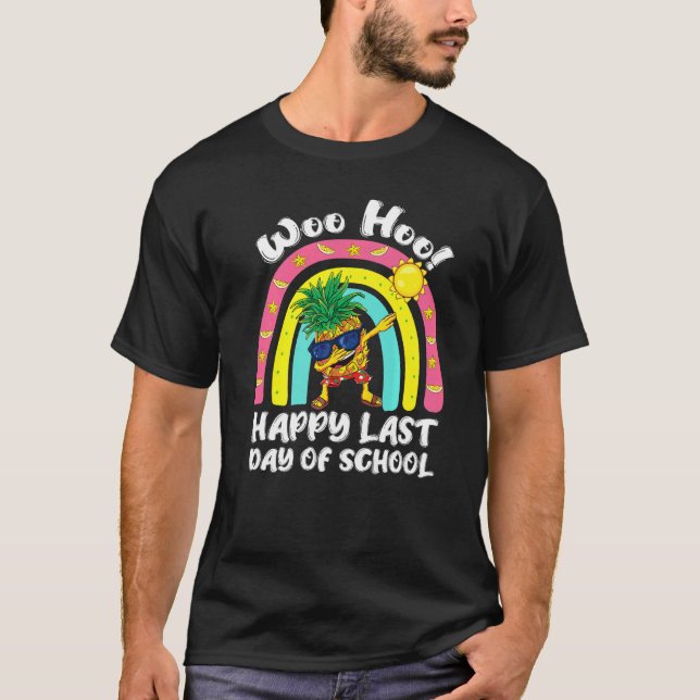 Camiseta Woo Hoo Happy Last Day School Tropical Ananas Kids (Anverso)