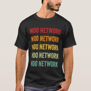 Camiseta Woo Network Crypto Rainbow Text Design