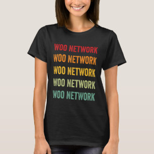 Camiseta Woo Network Crypto Rainbow Text Design