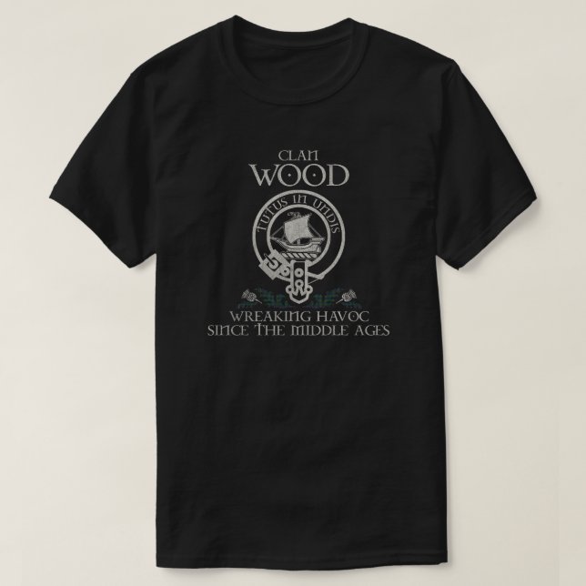 Camiseta Wood Clan escudo Escocia apellido tartán Thistle (Diseño del anverso)