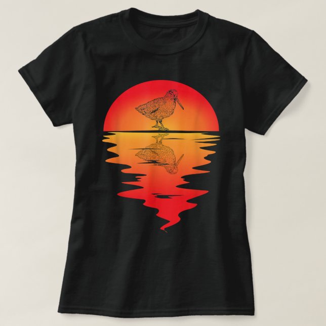 Camiseta Woodcock Bird Vintage Sunset Timberdoodle Woodcock (Diseño del anverso)