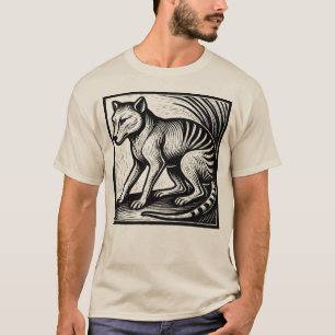 Camiseta Woodcut de tilacina - Espíritu de Tasmania en la v