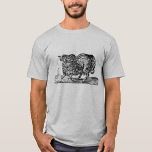 Camiseta Woodcut renacentista de un cordero de oveja Ram