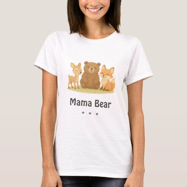 Camiseta Woodland Baby Shower Mama Bear (Anverso)