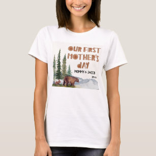Camiseta Woodland de color de agua personalizada Primer Día