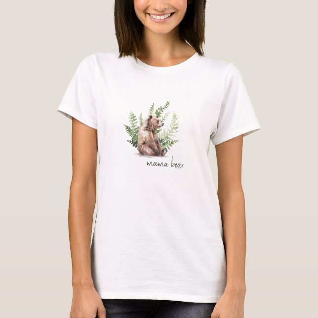 Camiseta Woodland Mama Bear Baby Shower T-Shirt (Anverso)