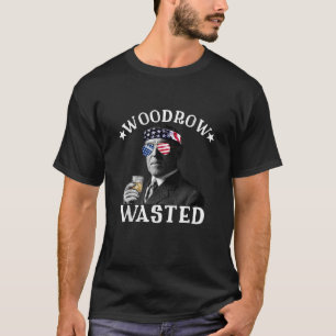 Camiseta Woodrow Wasted Patriótico Bebiendo Presidente Wood