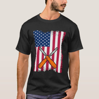 Camiseta Woodwork Vintage Us Flag Woodtorner