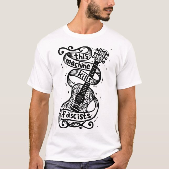 Camiseta Woody Guthrie - Esta máquina mata a fascistas (Anverso)