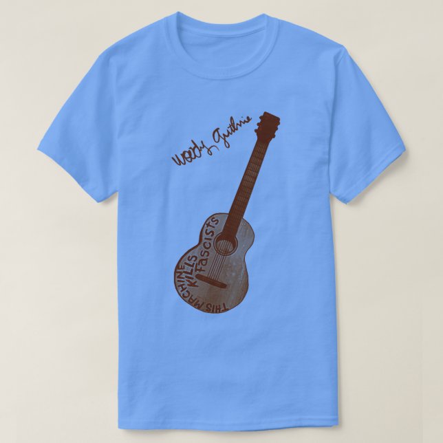 Camiseta Woody Guthrie: esta máquina mata a la guitarra fas (Diseño del anverso)