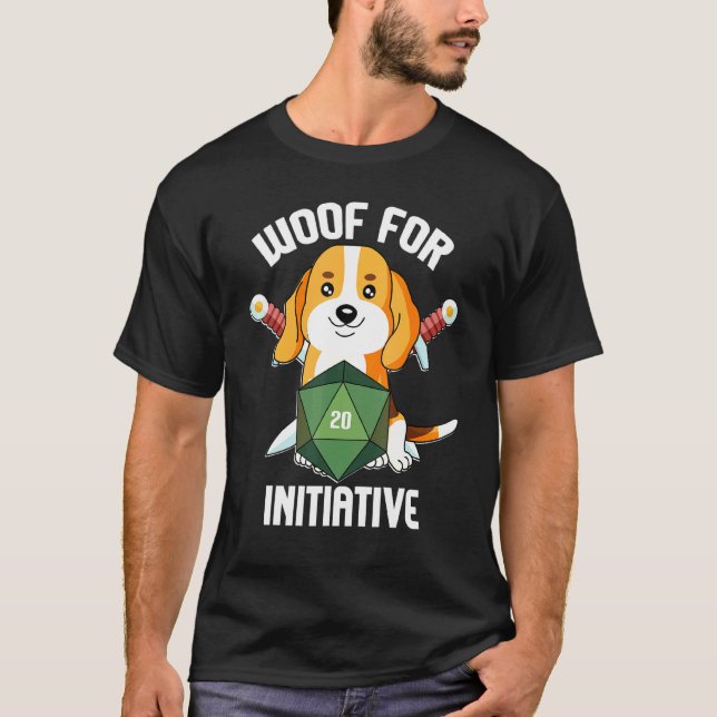 Camiseta Woof For Initiative Beagle D20 Rpg Dungeons And Do (Anverso)