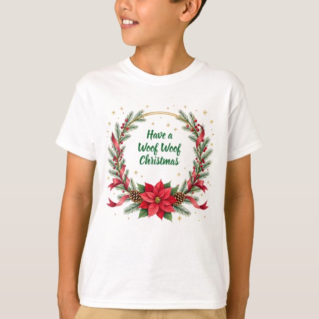 Camiseta Woof Woof Christmas Shirt - Customizable Text  (Anverso)