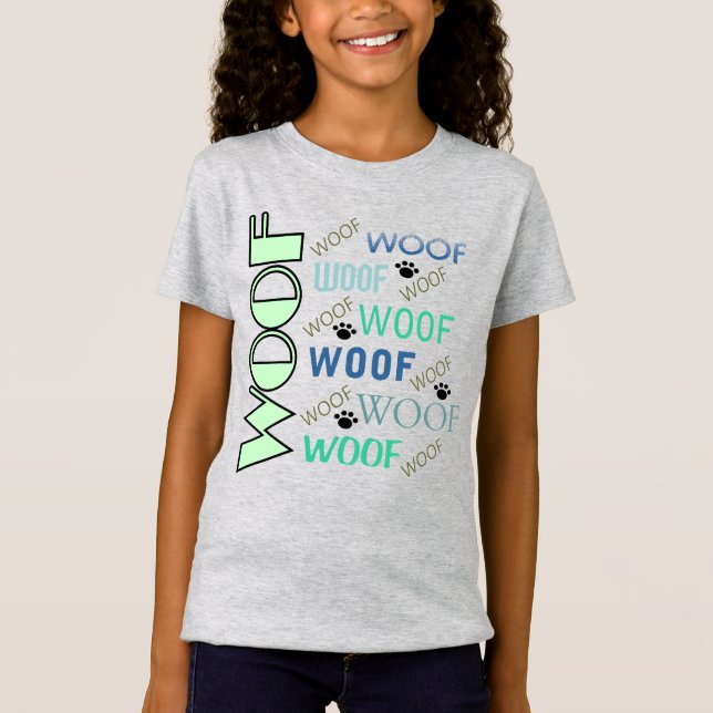 Camiseta WOOF Y WOOF CON Paws Chica Tee (Anverso)