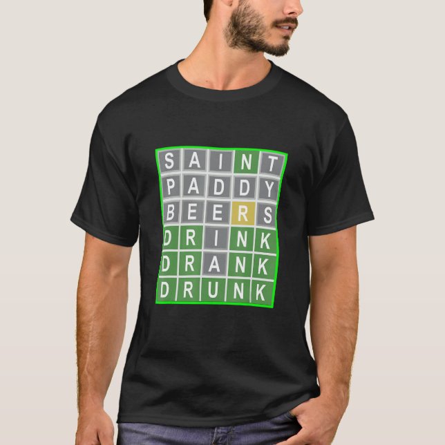 Camiseta Word Puzzle St Patricks St Paddy Beer Men (Anverso)