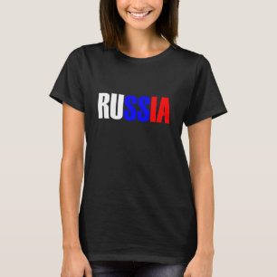Camiseta Word RUSIA en la bandera de color tricolor del paí