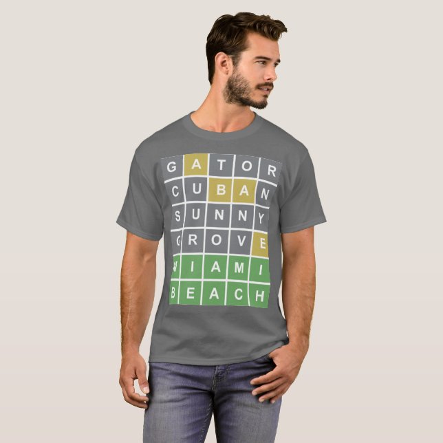 Camiseta Wordle Puzzle "Miami Beach" (Anverso completo)