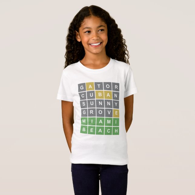 Camiseta Wordle Puzzle "Miami Beach" T-Shirt 4 (Anverso completo)