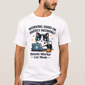 Camiseta Work From Home Cat Funny Laptop Cartoon