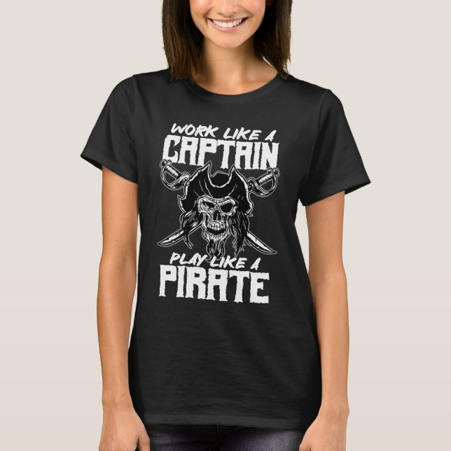 Camiseta work like a captain play like a pirate skull capta (Anverso)