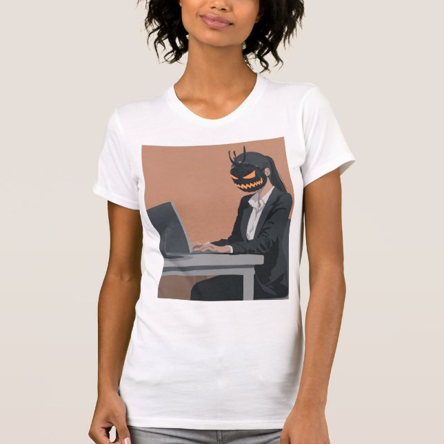 Camiseta Work Till You Drop – Skeleton Office Humor Hallowe (Anverso)