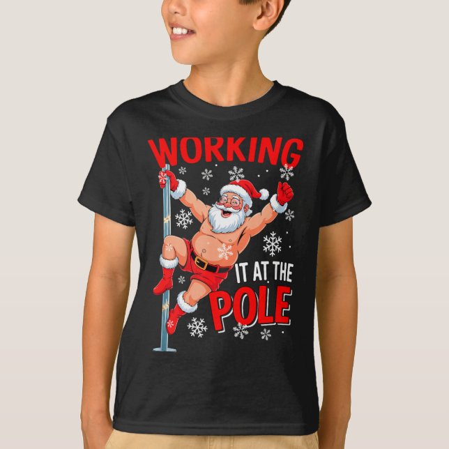 Camiseta Working At Le Xmas Santa Dancing Funny Joke Dirty  (Anverso)