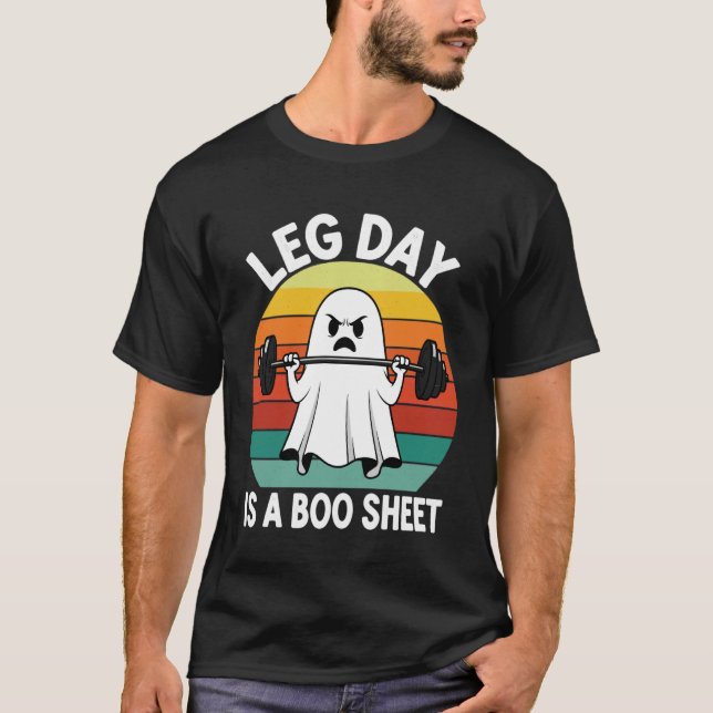 Camiseta Workout Ghost Leg Day Boo Sheet Halloween Gym Humo (Anverso)