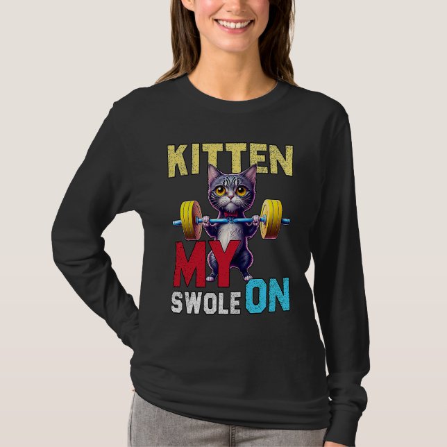 Camiseta Workout Kitten My Swole On Workout Retro Cat   2 (Anverso)