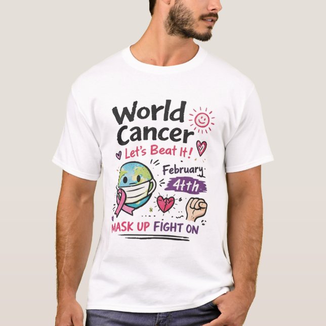 Camiseta World Cancer Day Awareness Doodle Illustration (Anverso)