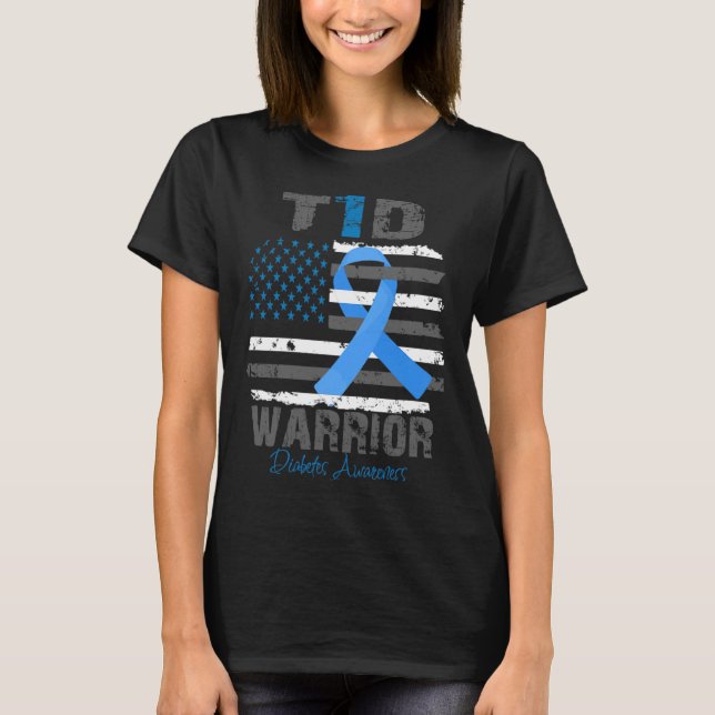 Camiseta World Diabetes Awareness Blue Ribbon T1d Warrior T (Anverso)