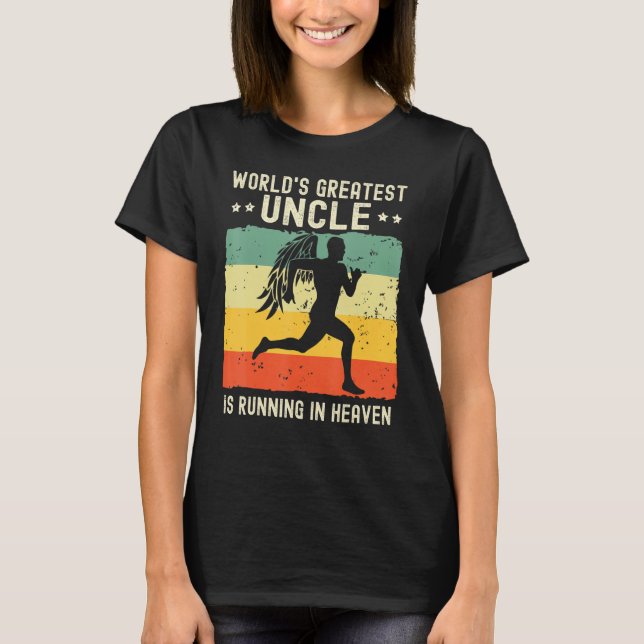 Camiseta World Greatest Uncle Running in Heaven Family Memo (Anverso)