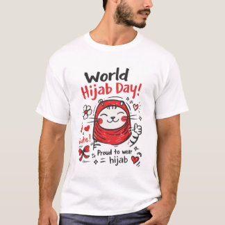 Camiseta World Hijab Day Cute Cat Illustration – Proud to W
