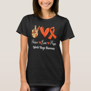 Camiseta World Huneness Peace Peace Love Hope Naranja Ribbo
