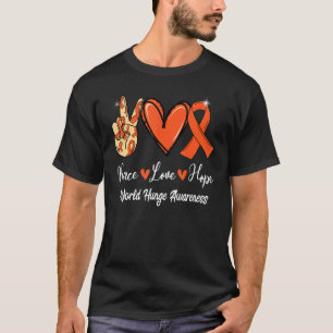 Camiseta World Huneness Peace Peace Love Hope Naranja Ribbo