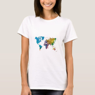 Camiseta World map in watercolor