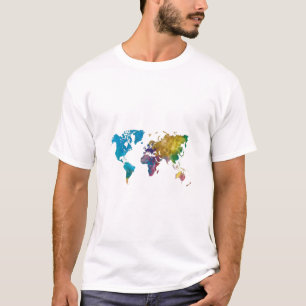 Camiseta World map in watercolor