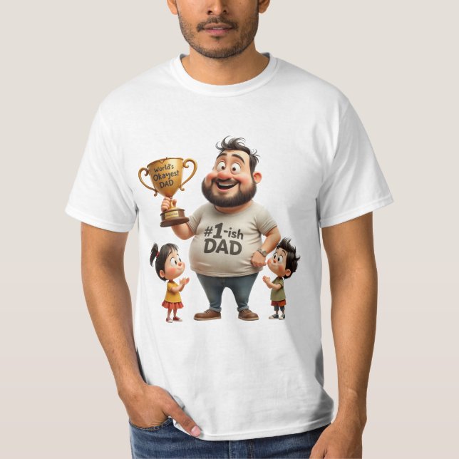 Camiseta World’s Okayest Dad – Funny Cartoon Father’s Day  (Anverso)