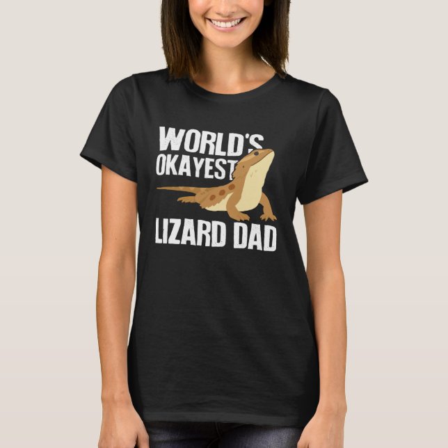 Camiseta World s Okayest Lizard Dad  Pet Bearded Dragon Rep (Anverso)