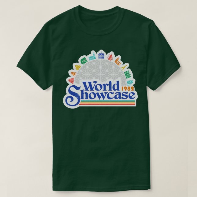 Camiseta World Showcase estilo retro Obra de arte Epcot de  (Diseño del anverso)