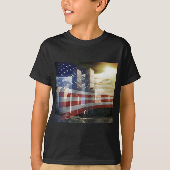 Camiseta World Trade Center con la bandera (Anverso)