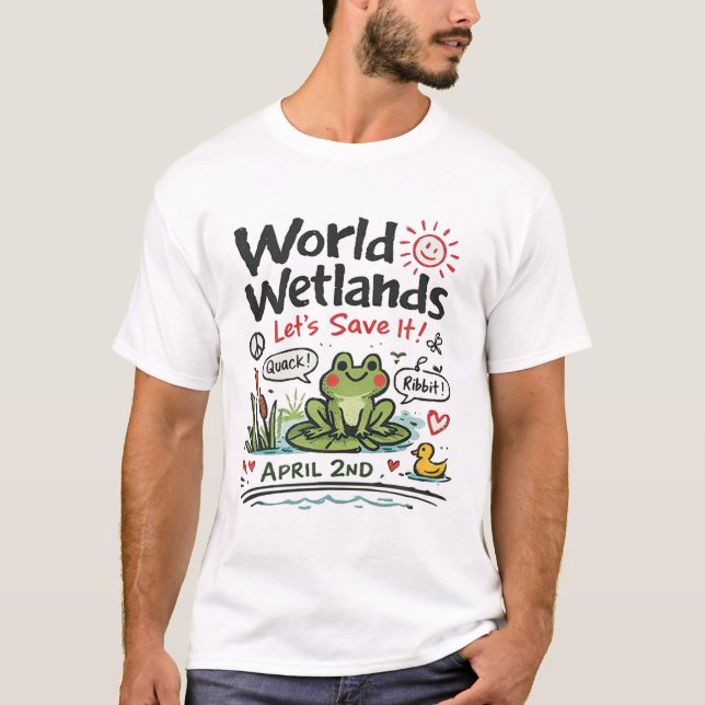 Camiseta World Wetlands Day Cute Frog Illustration (Anverso)