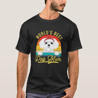 Camiseta World's Best Maltese Dog Mom Retro Mother's Day