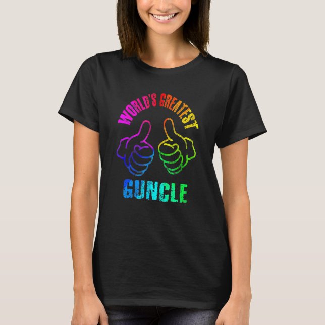 Camiseta World's Greatest Guncle Rainbow Colors DISTRESSED (Anverso)